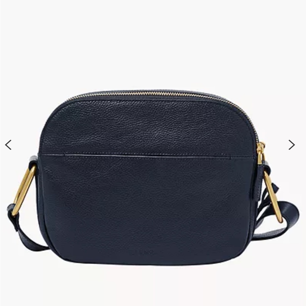 Fossil Elle light patchwork navy blue multicolored zipper crossbody purse - Picture 2 of 15